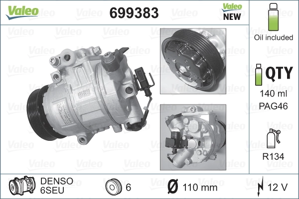 Компресор системи кондиціювання VALEO 699383 ціна, від 269.48 USD