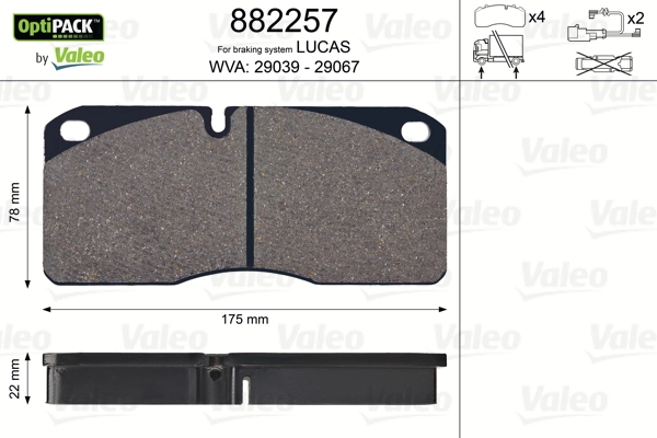 Тормозні колодки VALEO 882257