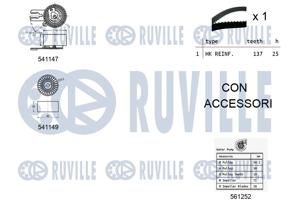 5500581 Ruville Ремінь ГРМ, комплект