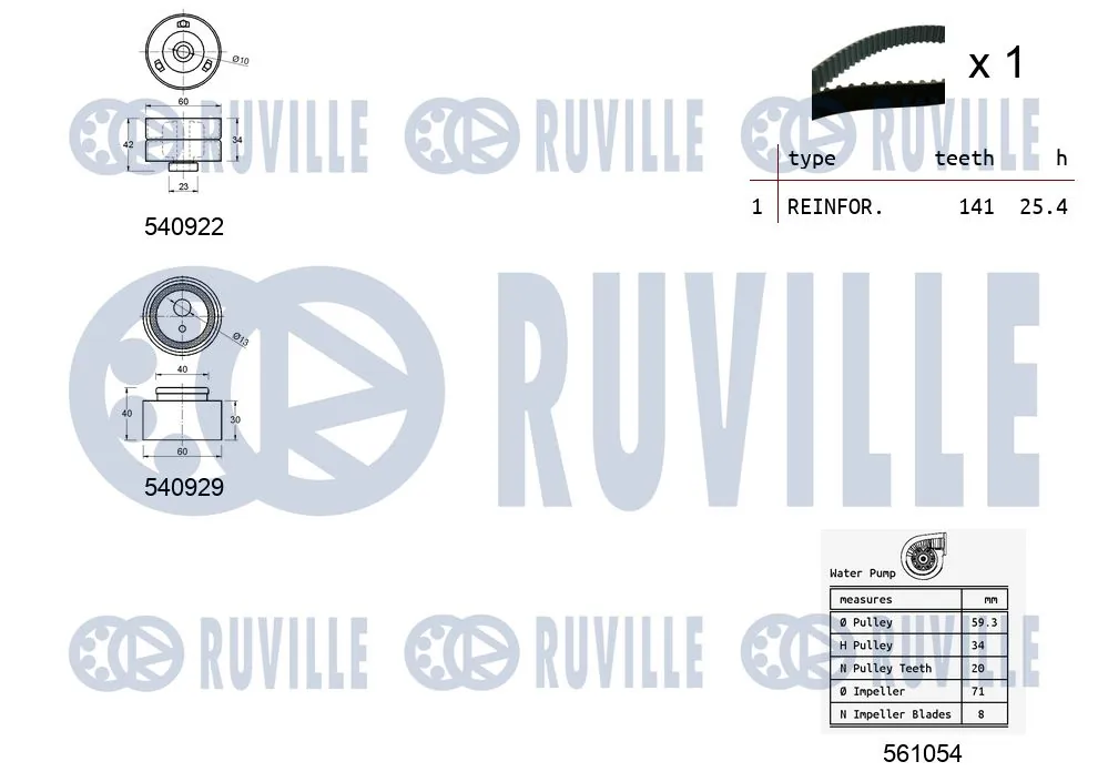 5501341 Ruville Ремінь ГРМ, комплект