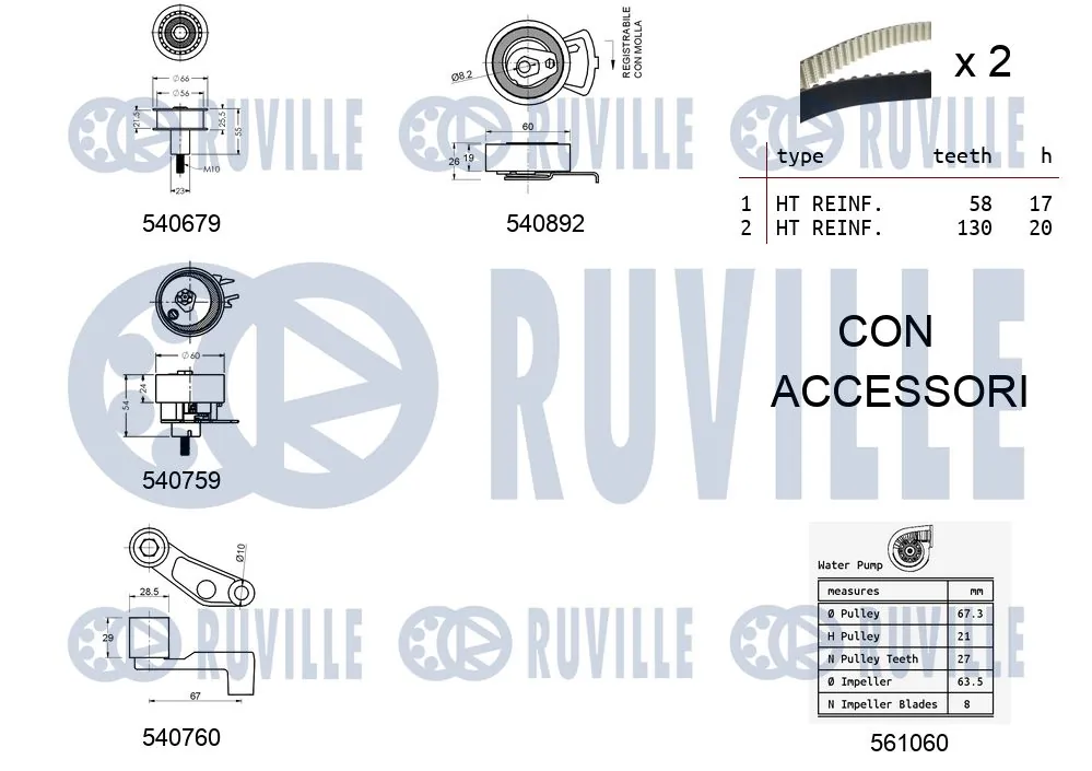 5501362 Ruville Ремінь ГРМ, комплект