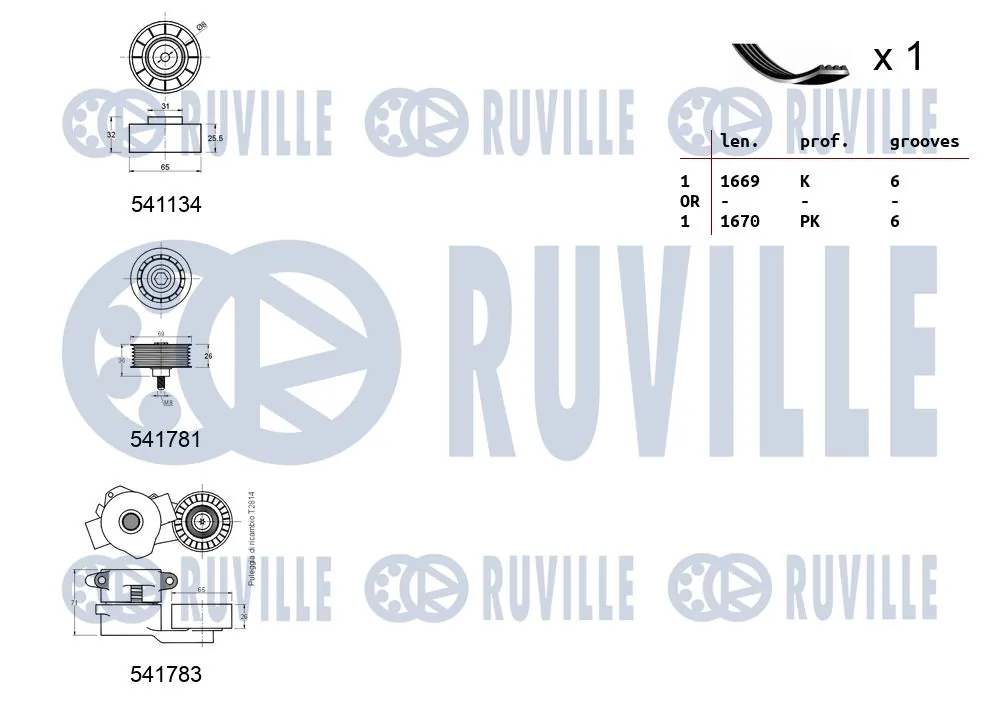 570058 Ruville Ремінь приводний, агрегатів, комплект