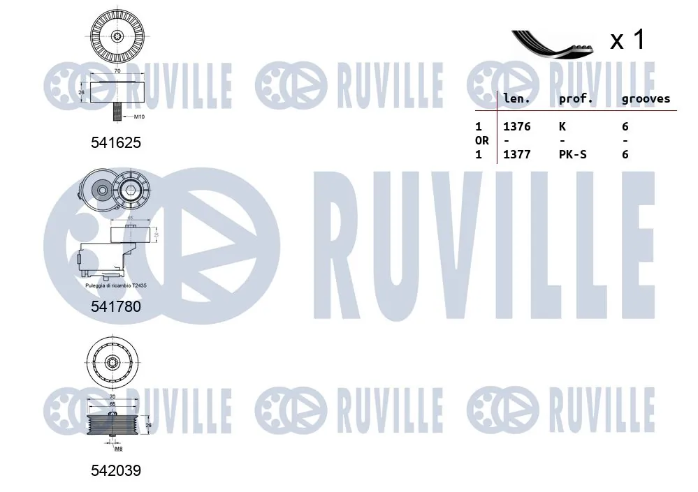 570169 Ruville Ремінь приводний, агрегатів, комплект