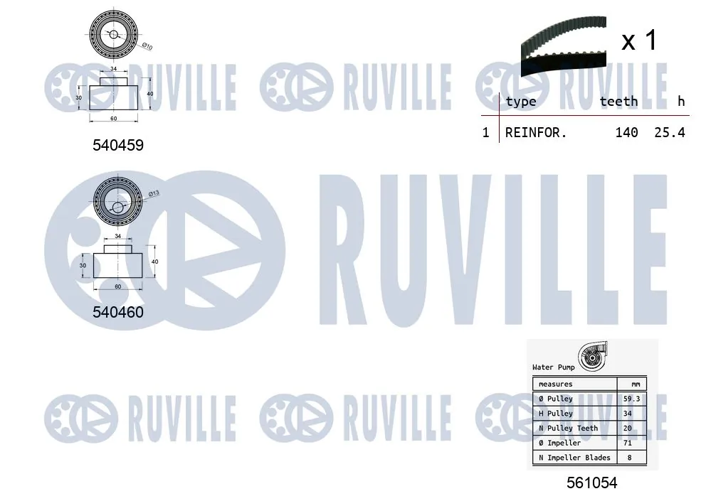 5501122 Ruville Ремінь ГРМ, комплект