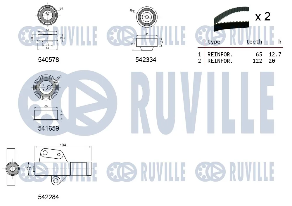 550410 Ruville Ремінь ГРМ, комплект
