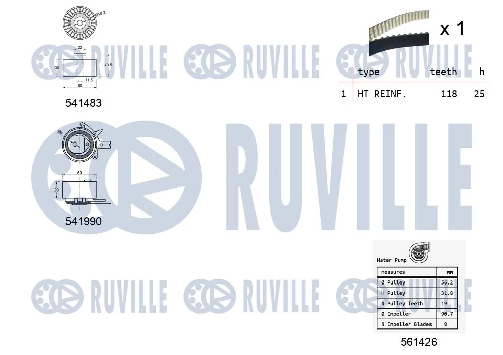 5502801 Ruville Ремінь ГРМ, комплект