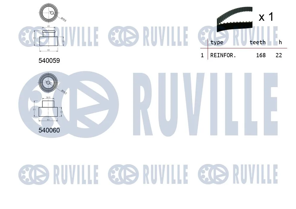550003 Ruville Ремінь ГРМ, комплект