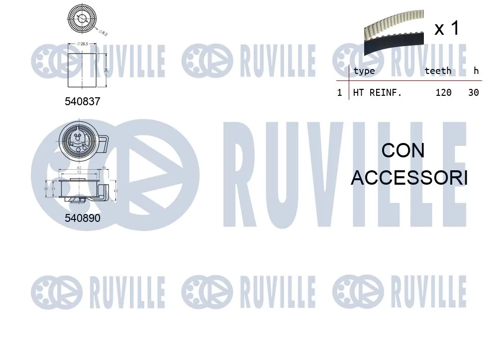 550137 Ruville Ремінь ГРМ, комплект
