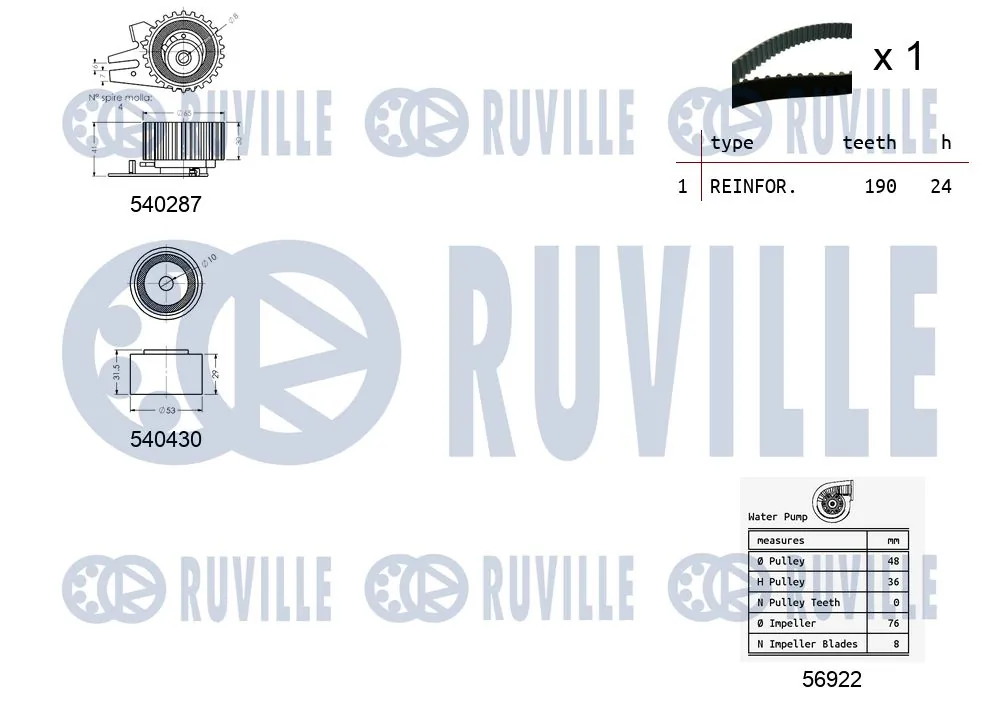 5500451 Ruville Ремінь ГРМ, комплект