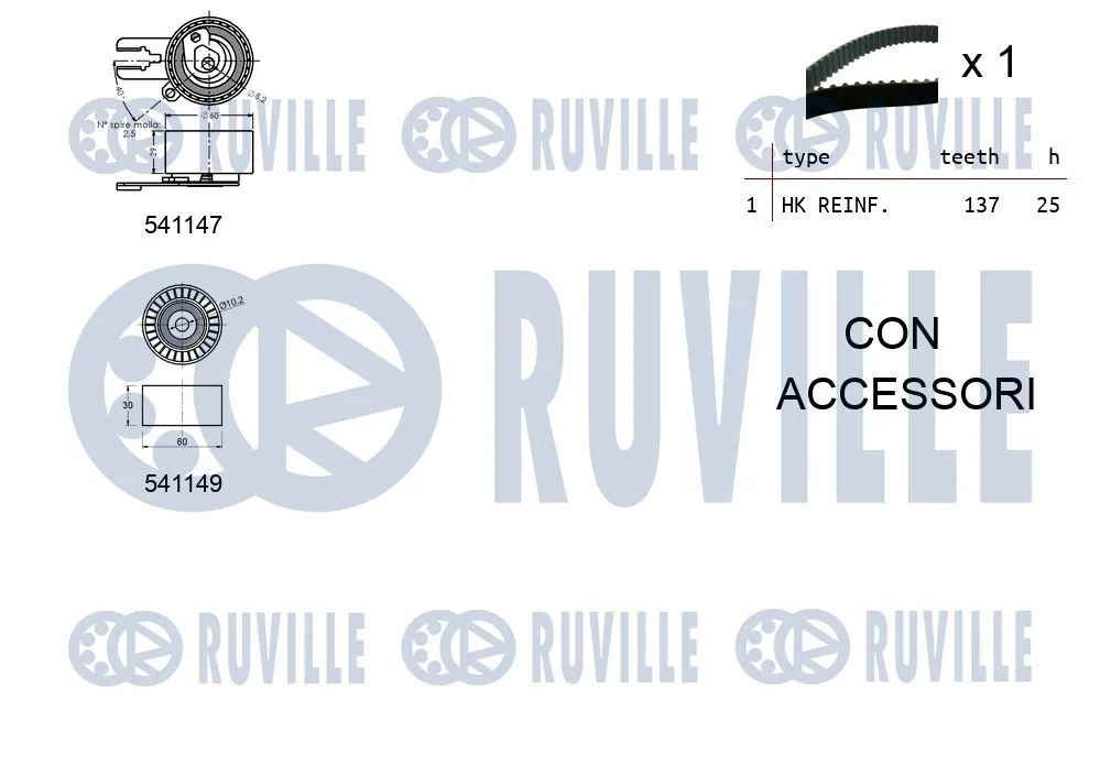550058 Ruville Ремінь ГРМ, комплект