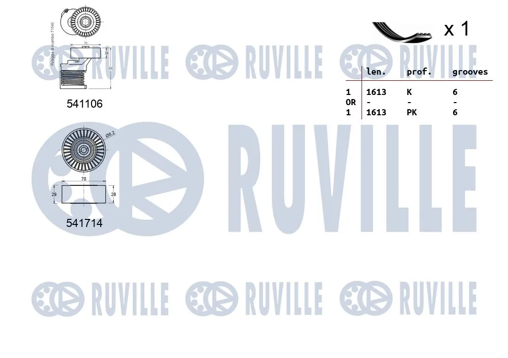 570069 Ruville Ремінь приводний, агрегатів, комплект