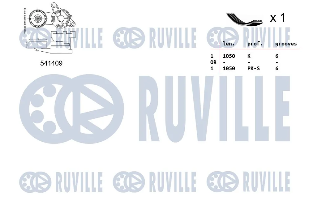 570089 Ruville Ремінь приводний, агрегатів, комплект