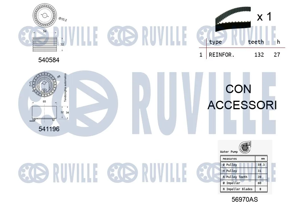 5501091 Ruville Ремінь ГРМ, комплект