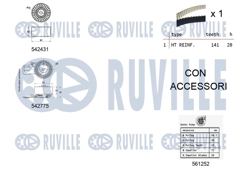 5503951 Ruville Ремінь ГРМ, комплект