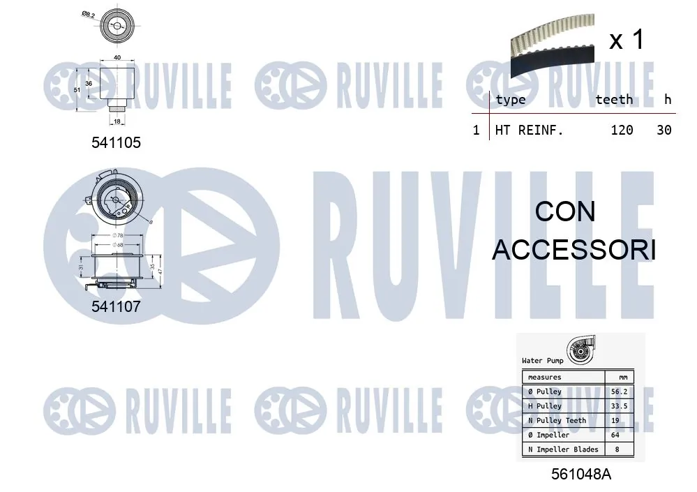 5500611 Ruville Ремінь ГРМ, комплект