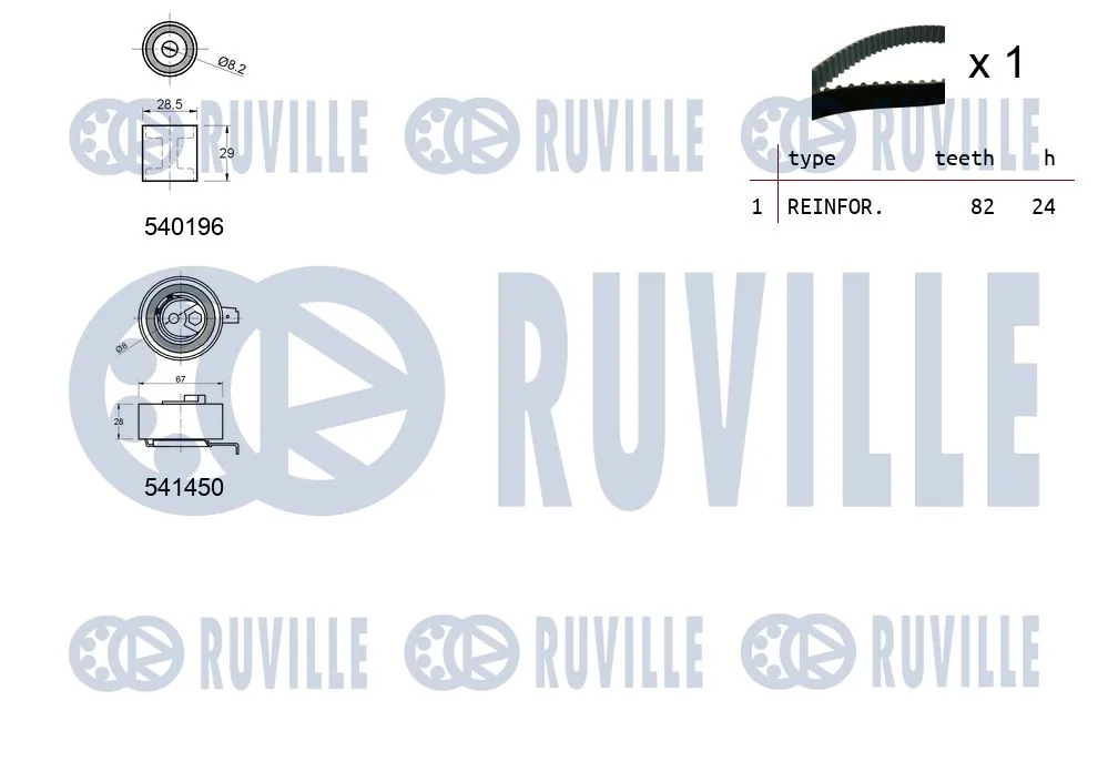 550387 Ruville Ремінь ГРМ, комплект