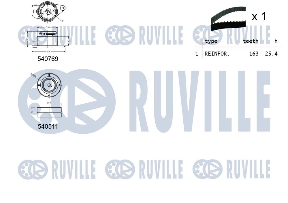 550100 Ruville Ремінь ГРМ, комплект