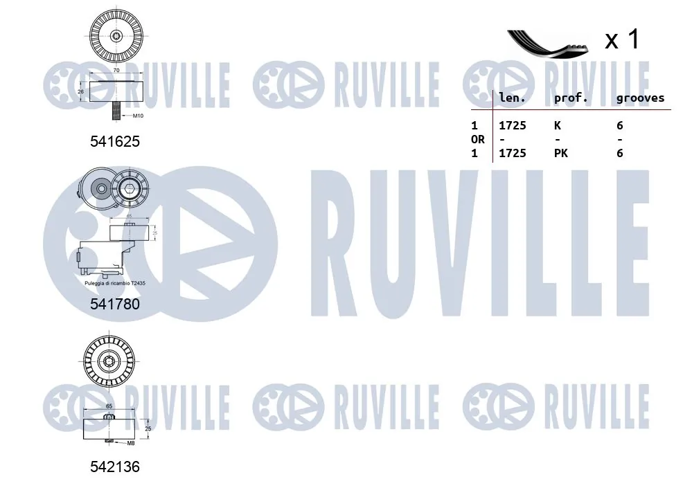 570175 Ruville Ремінь приводний, агрегатів, комплект