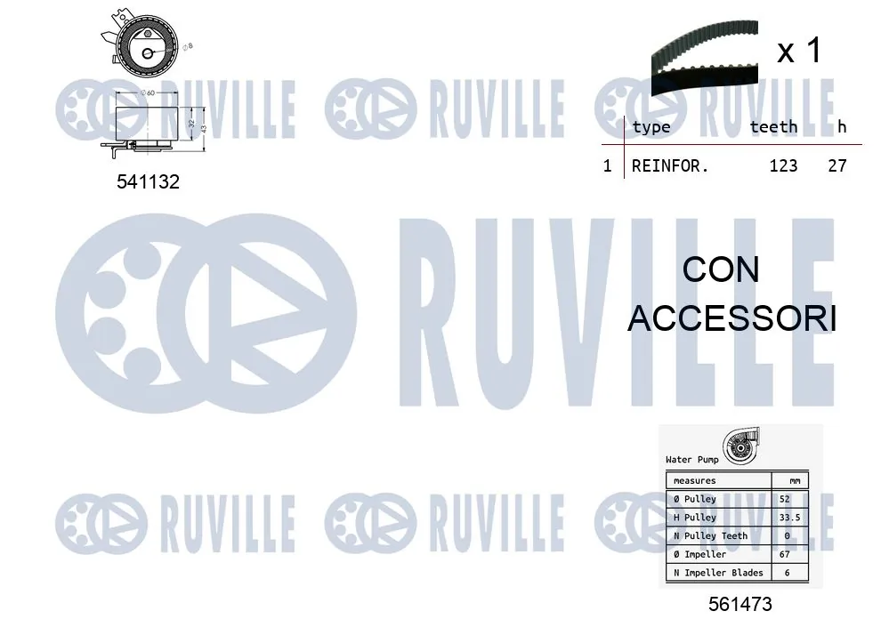 5500553 Ruville Ремінь ГРМ, комплект