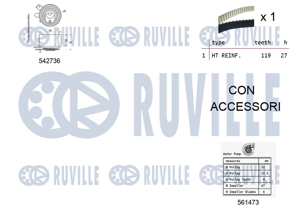 5503781 Ruville Ремінь ГРМ, комплект