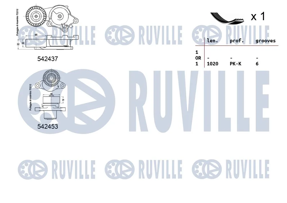 570191 Ruville Ремінь приводний, агрегатів, комплект