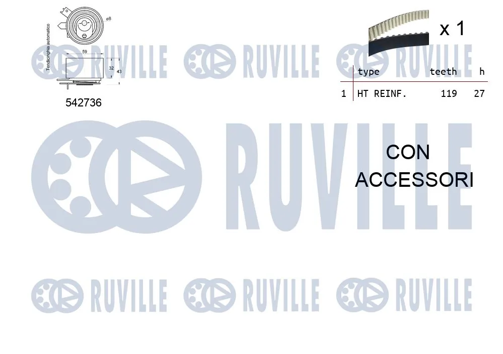 550378 Ruville Ремінь ГРМ, комплект