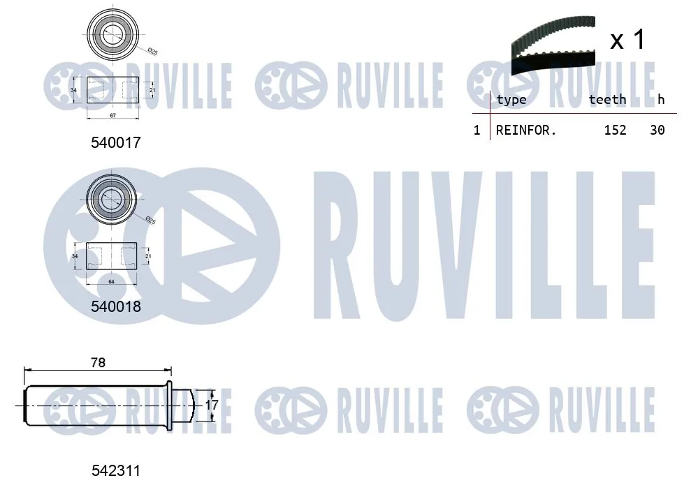550392 Ruville Ремінь ГРМ, комплект