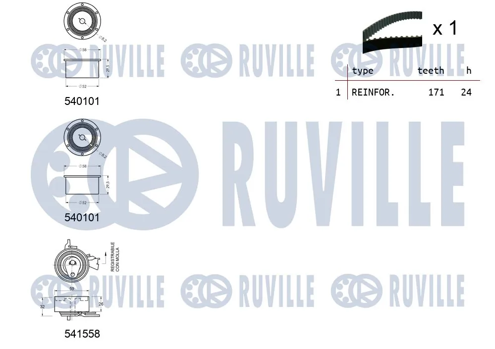 550311 Ruville Ремінь ГРМ, комплект