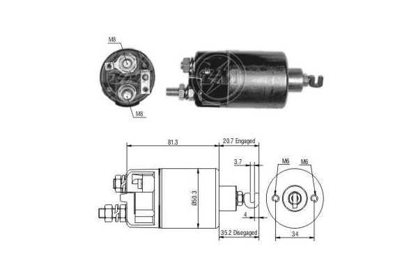 Втягуюче реле стартера 2815034070 Daihatsu