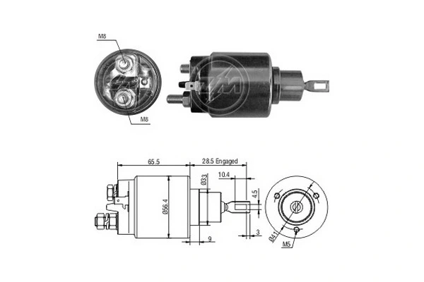 Тягове реле стартера на Fiat Panda II 169A
