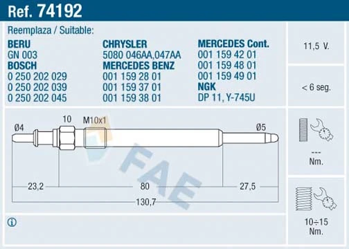 Свіча накалу Mercedes Sprinter I 4-t автобус (904) (1995 - 2006) ціна, від 8.93 USD