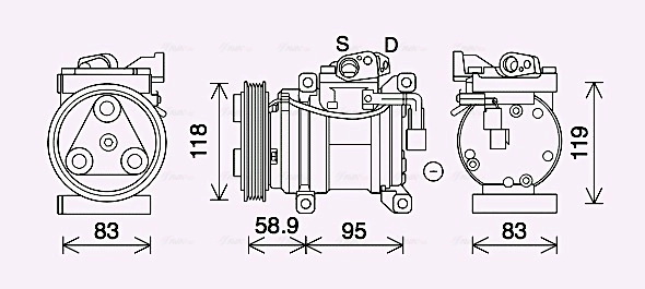 Компресор системи кондиціювання Polcar 41A1KS3X ціна, від 166.60 USD
