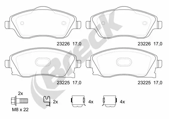 Гальмівні колодки Breck 232250070210 ціна, від 21.00 USD