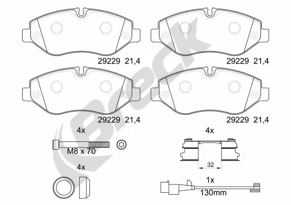 Гальмівні колодки Breck 292290070300 ціна, від 23.40 USD