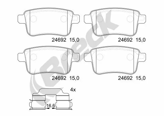 Задні гальмівні колодки Breck 246920070400 ціна, від 18.48 USD