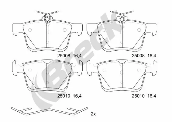 Задні гальмівні колодки Breck 250080070400 ціна, від 23.86 USD