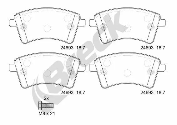 Гальмівні колодки Breck 246930070100 ціна, від 40.87 USD