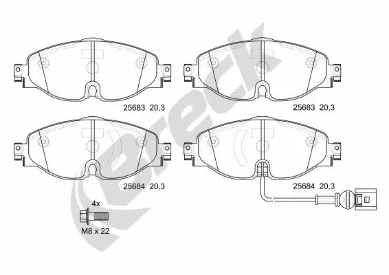 Гальмівні колодки Breck 256830070100 ціна, від 49.04 USD