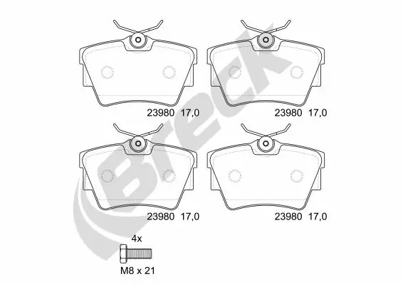 Задні гальмівні колодки Breck 239800070300 ціна, від 14.93 USD