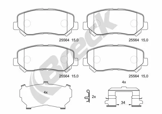 Гальмівні колодки Breck 255640070110 ціна, від 45.76 USD