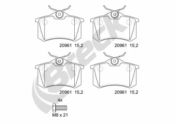 Задні гальмівні колодки Breck 209610070400 ціна, від 16.08 USD