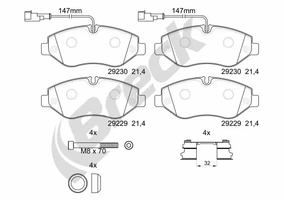 Гальмівні колодки Breck 292290070310 ціна, від 38.50 USD