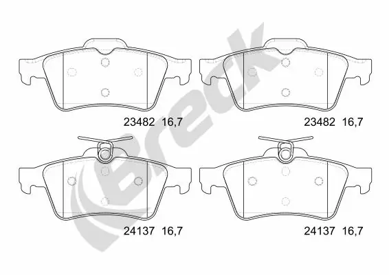Задні гальмівні колодки Breck 241370070200 ціна, від 21.82 USD