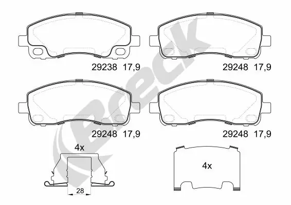 Задні гальмівні колодки Breck 292380070300 ціна, від 29.65 USD