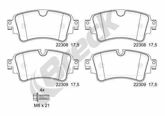 Задні гальмівні колодки Breck 223080070200 ціна, від 55.91 USD