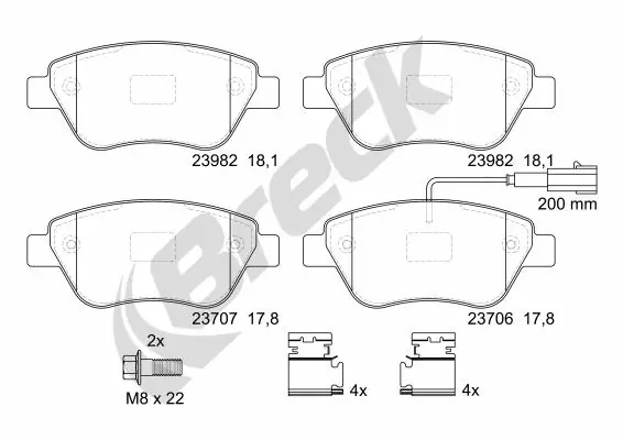 Гальмівні колодки Breck 239790070110 ціна, від 21.46 USD