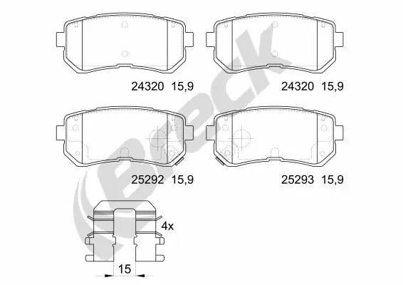 Задні гальмівні колодки Breck 252920070200 ціна, від 23.42 USD