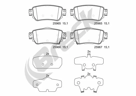 Задні гальмівні колодки Breck 259650070200 ціна, від 23.62 USD