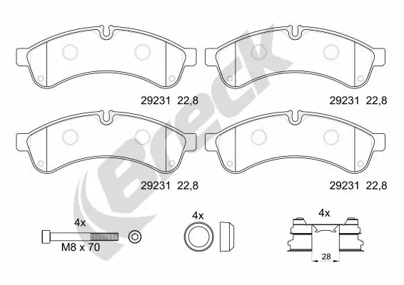 Задні гальмівні колодки Breck 292310070300 ціна, від 35.77 USD