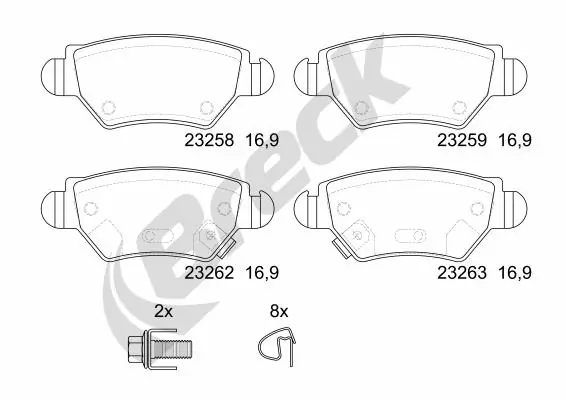 Задні гальмівні колодки Breck 232580070410 ціна, від 12.66 USD
